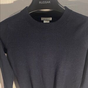 Club Monaco 100% wool women  Dark Blue Crewneck Sweater 3/4 sleeves